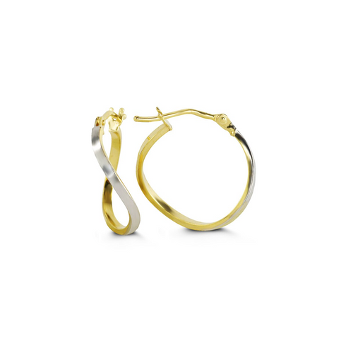10kt Two-Tone Gold Half Twist Hoop Earrings