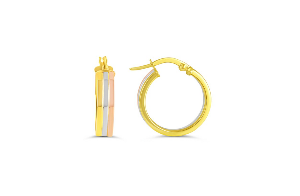 10kt Tri-tone Gold Hoop Earrings
