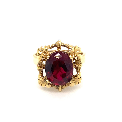 10kt Yellow Gold Synthetic Garnet Fancy Ring