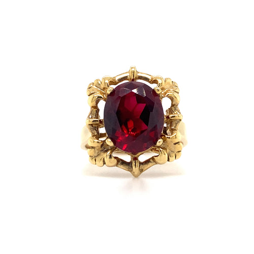 10kt Yellow Gold Synthetic Garnet Fancy Ring
