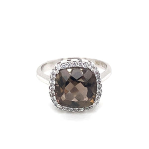 10kt White Gold Synthetic Smokey Quartz Fancy Ring