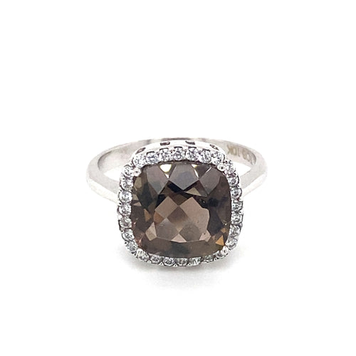 10kt White Gold Synthetic Smokey Quartz Fancy Ring