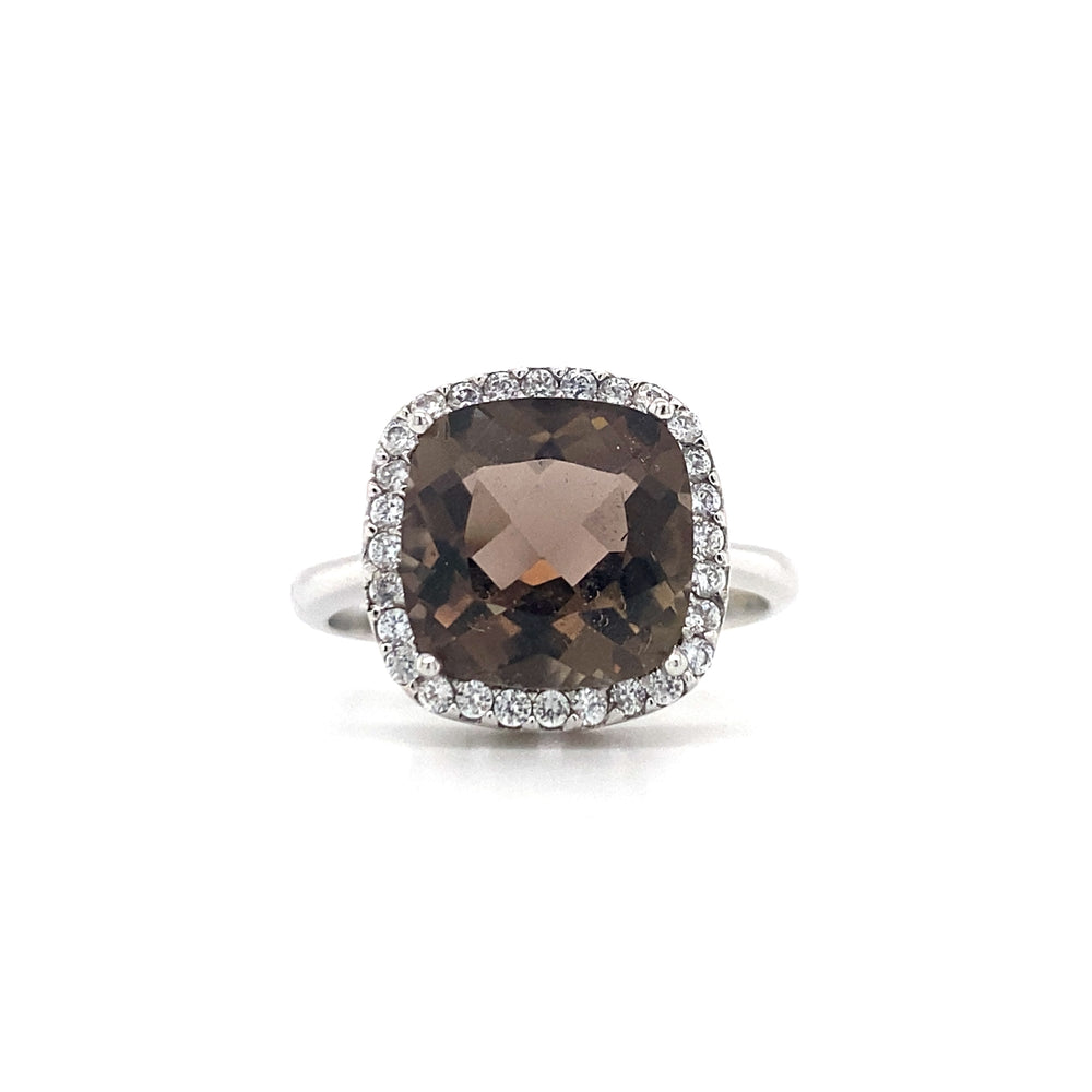 10kt White Gold Synthetic Smokey Quartz Fancy Ring