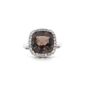 10kt White Gold Synthetic Smokey Quartz Fancy Ring