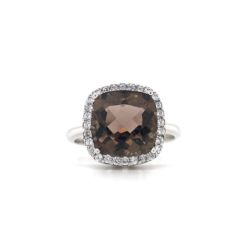 10kt White Gold Synthetic Smokey Quartz Fancy Ring