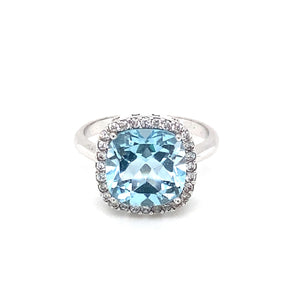10kt White Gold Synthetic Blue Topaz Fancy Ring