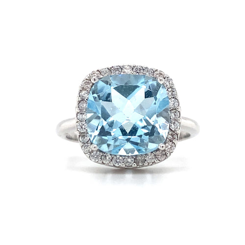 10kt White Gold Synthetic Blue Topaz Fancy Ring