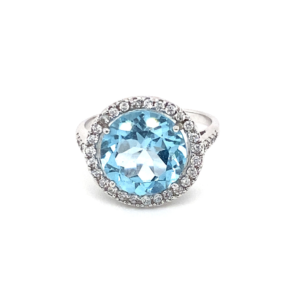 10kt White Gold Synthetic Blue Topaz Fancy Ring