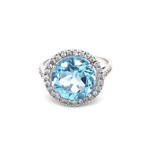 10kt White Gold Synthetic Blue Topaz Fancy Ring