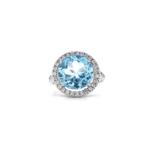 10kt White Gold Synthetic Blue Topaz Fancy Ring