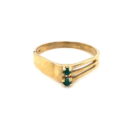 10kt Yellow Gold Synthetic Emerald Ring