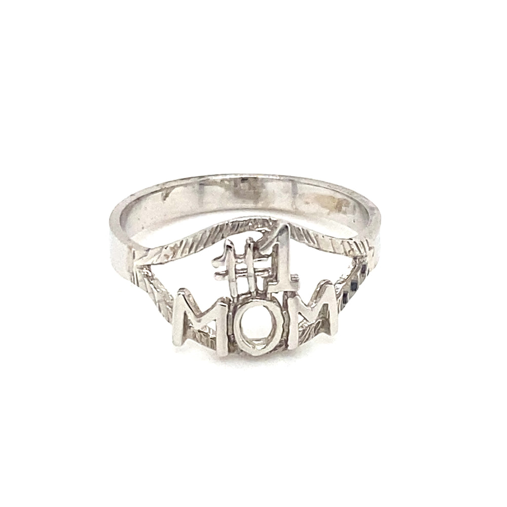 10kt White Gold MOM Ring
