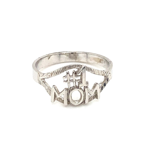 10kt White Gold MOM Ring