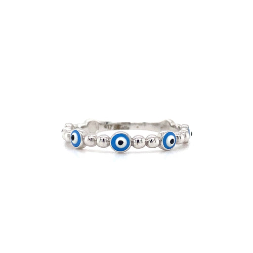 10kt White Gold Evil Eye Ring