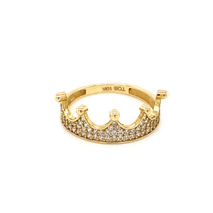 10kt Yellow Gold Cubic Zirconia Fancy Crown Ring