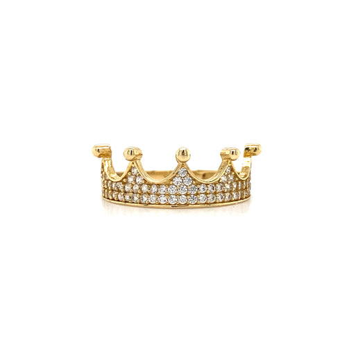 10kt Yellow Gold Cubic Zirconia Fancy Crown Ring