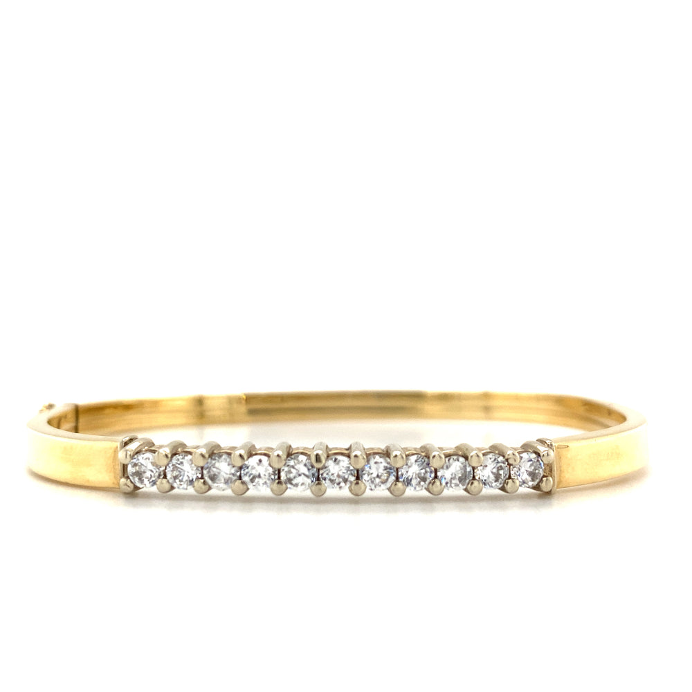 10kt Yellow Gold 4mm Cubic Zirconia Bangle