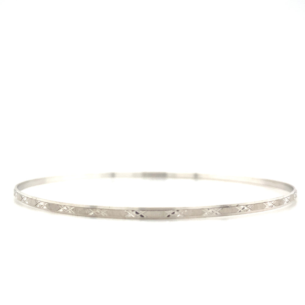 10kt White Gold 2mm Bangle