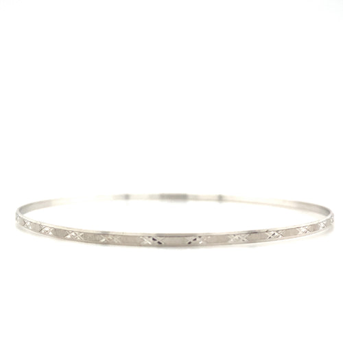 10kt White Gold 2mm Bangle