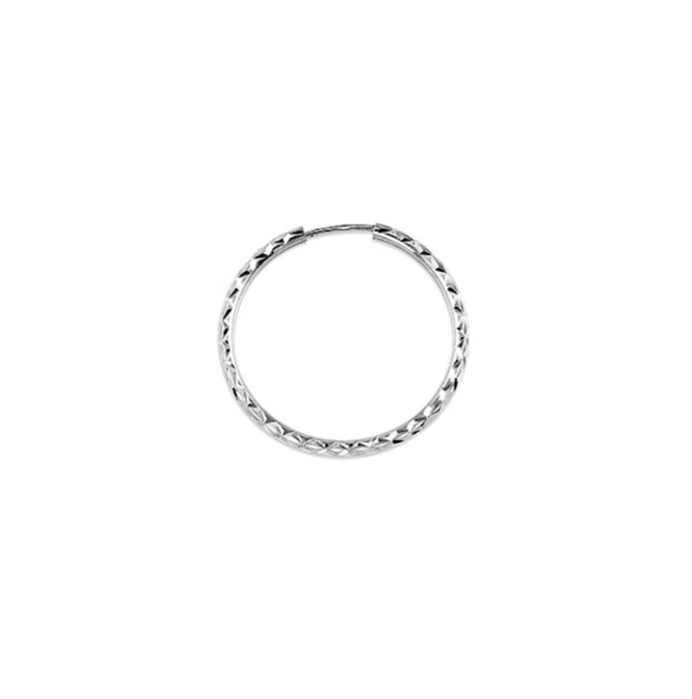 10kt White Gold Diamond Cut Sleeper Earrings 24mm