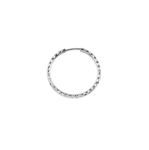 10kt White Gold Diamond Cut Sleeper Earrings 24mm