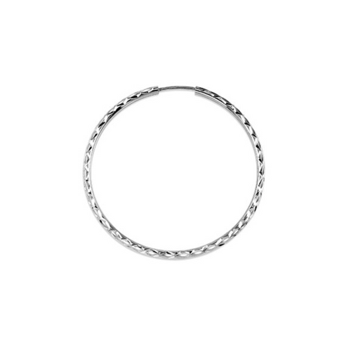 10kt White Gold Diamond Cut Sleeper Earrings 30mm