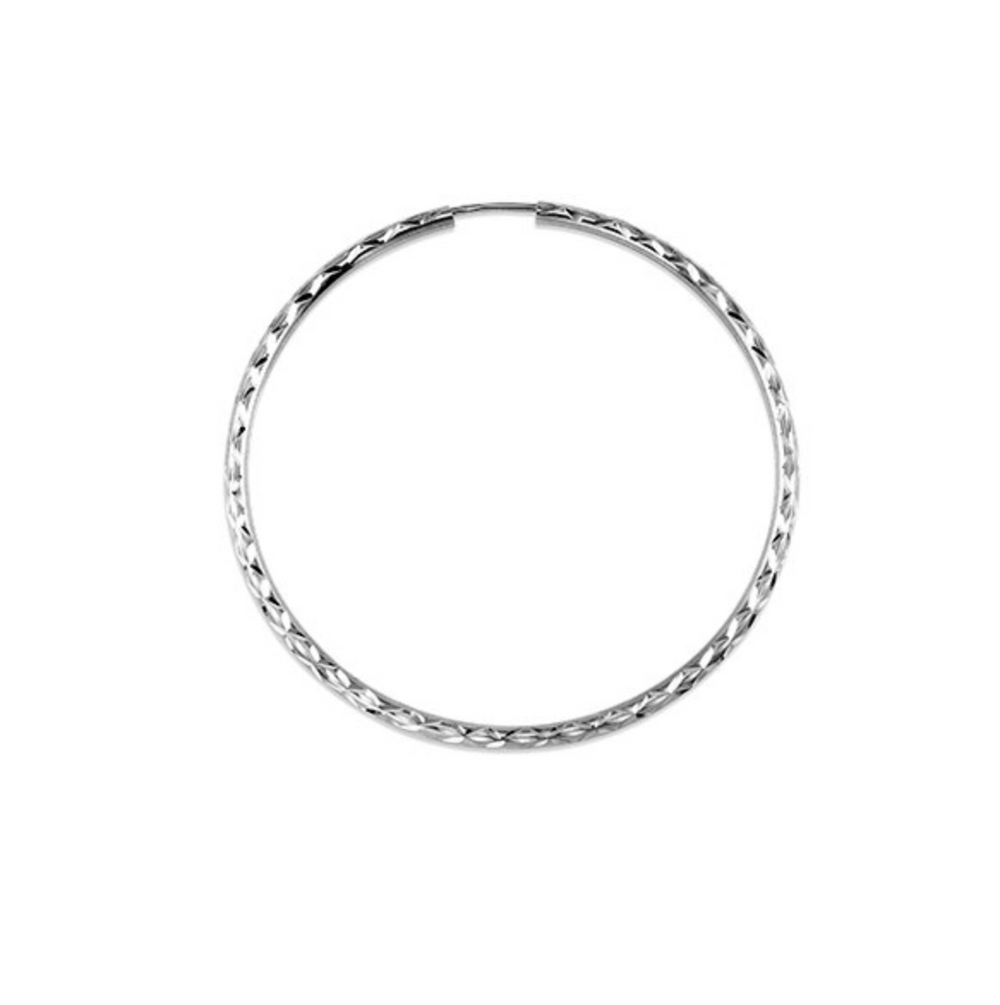 10kt White Gold Diamond Cut Sleeper Earrings 35mm
