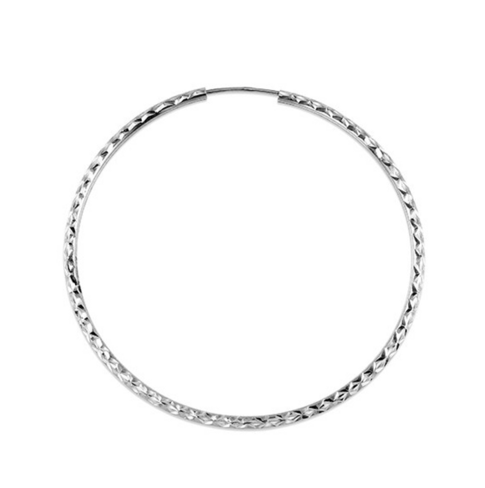 10kt White Gold Diamond Cut Sleeper Earrings 45mm