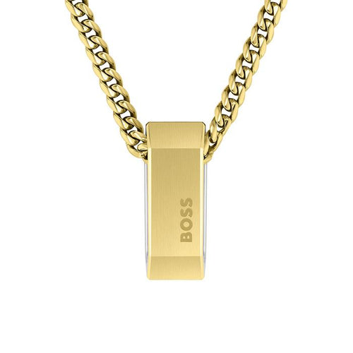 Hugo Boss Yellow IP Stainless Steel Chain with Two-Tone Pendant 1580319