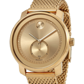 Movado BOLD Gold Tone Stainless Steel Mesh Bracelet Watch 3600678 Final Sale