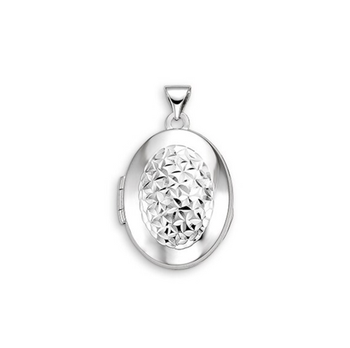 10kt White Gold Oval Locket