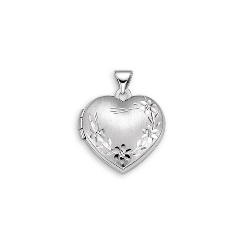 10kt White Gold Heart Locket