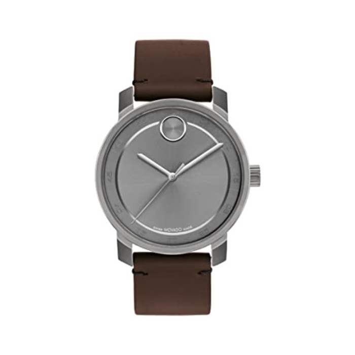 Movado BOLD Access Grey Dial with Brown Leather Strap Watch 3600916 Final Sale
