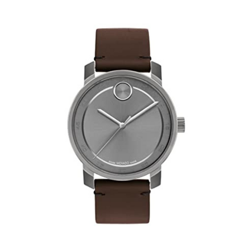 Movado BOLD Access Grey Dial with Brown Leather Strap Watch 3600916 Final Sale