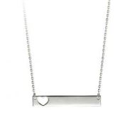 10kt White Gold Bar Necklace
