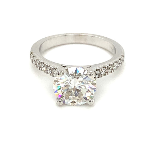 14kt White Gold Round Brilliant Moissanite Ring