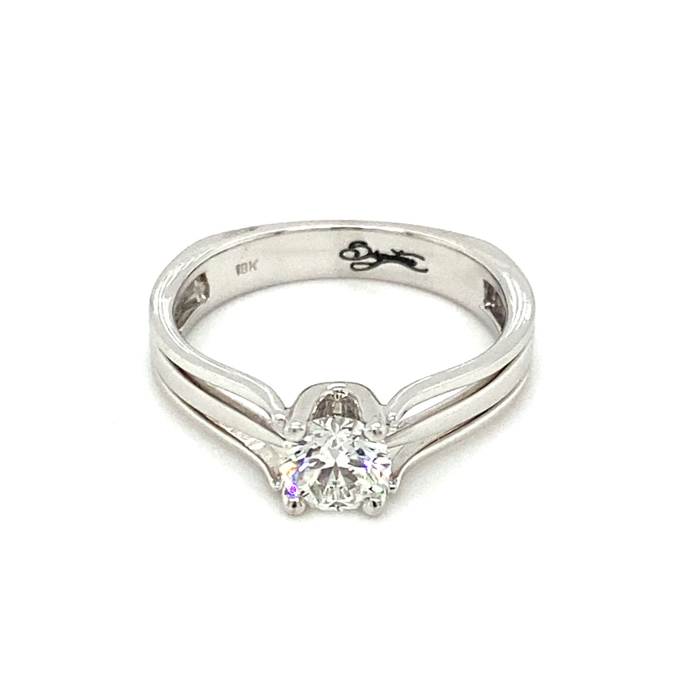 18kt White Gold Canadian Hearts and Arrows Diamond Ring