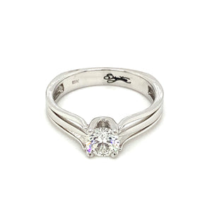 18kt White Gold Canadian Hearts and Arrows Diamond Ring