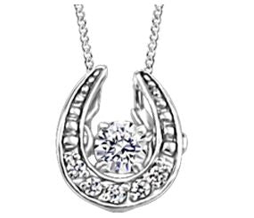 10kt White Gold Canadian Diamond Horseshoe Pendant