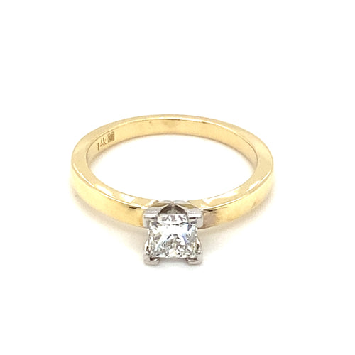 14kt Yellow Gold Princess Cut Canadian Diamond Solitaire Ring