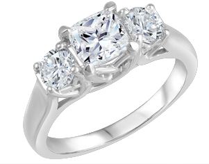10kt White Gold Three Stone Canadian Diamond Ring