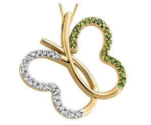 10kt Yellow Gold Diamond Butterfly Pendant