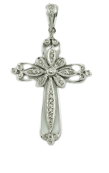 14kt White Gold Diamond Cross Pendant
