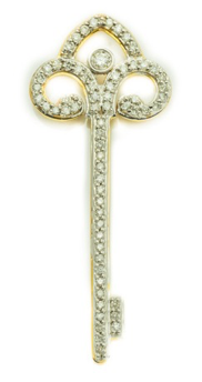 10kt Yellow Gold Diamond Key Pendant