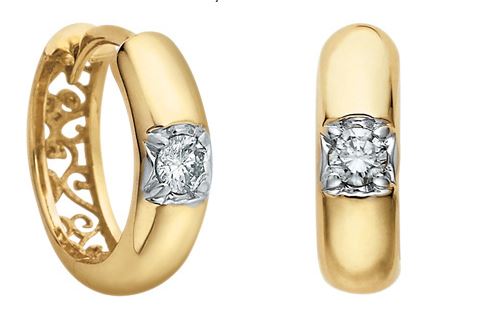 10kt Yellow Gold Diamond Hoop Earrings