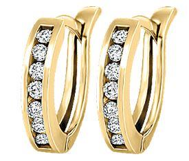 10kt Yellow Gold Diamond Hoop Earrings