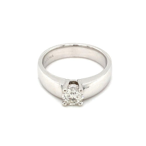 14kt White Gold Round Brilliant Diamond Solitaire Ring