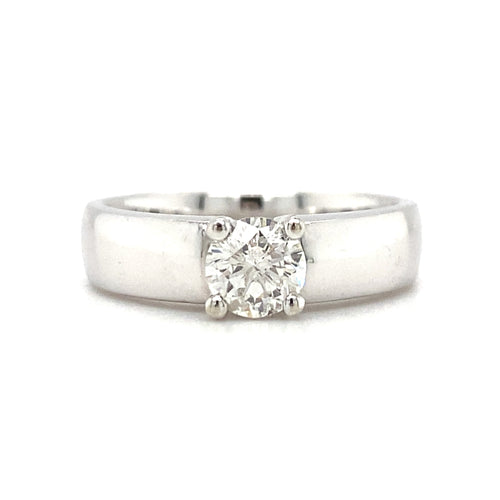 14kt White Gold Round Brilliant Diamond Solitaire Ring