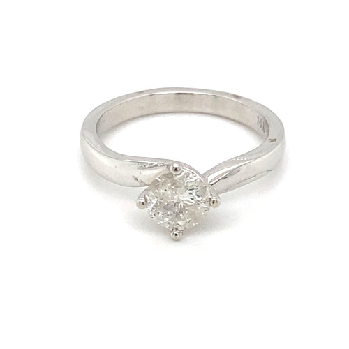 14kt White Gold Round Brilliant Diamond Solitaire Ring