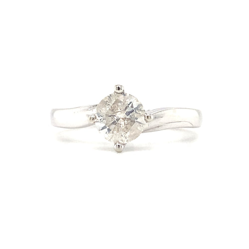 14kt White Gold Round Brilliant Diamond Solitaire Ring